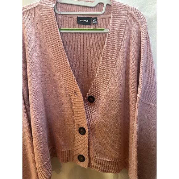 RD Style Oversized Button-Front Cardigan – Soft Pink – Size M - P2P 28” - Picture 8 of 8